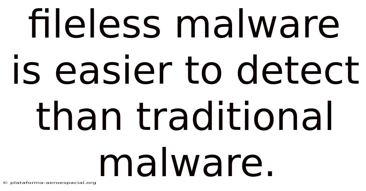 Fileless Malware Is Easier To Detect Than Traditional Malware.