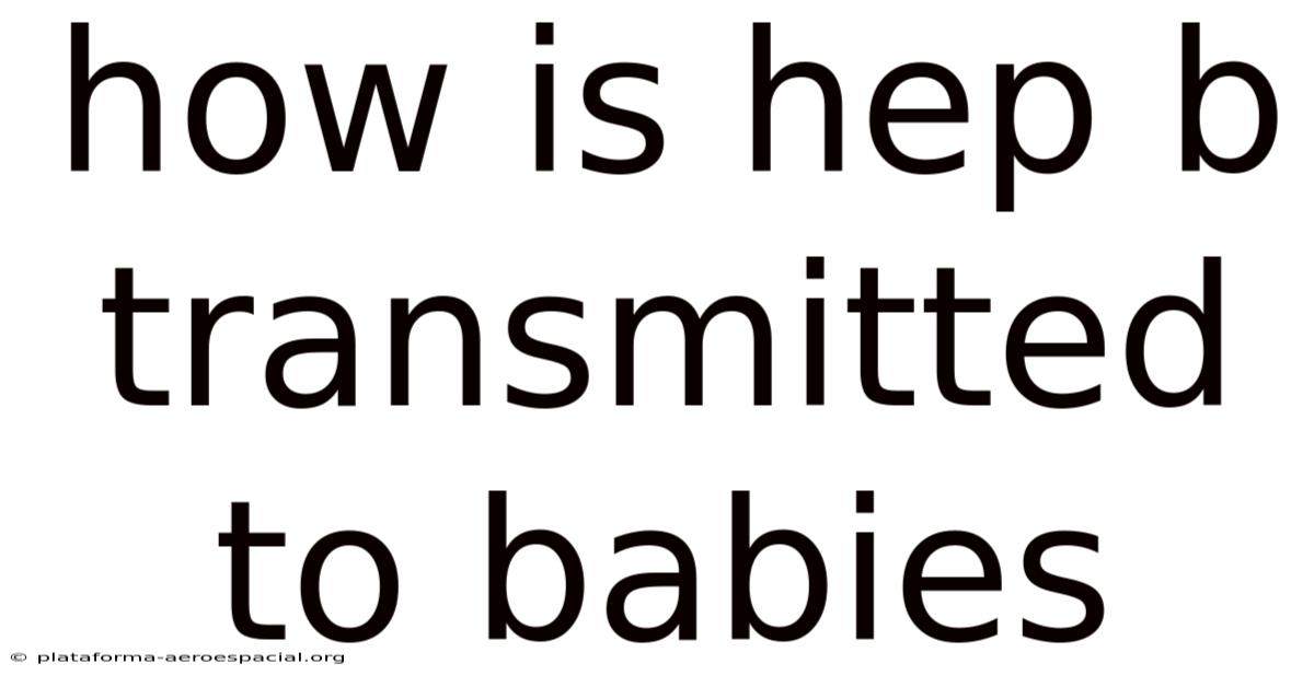 How Is Hep B Transmitted To Babies