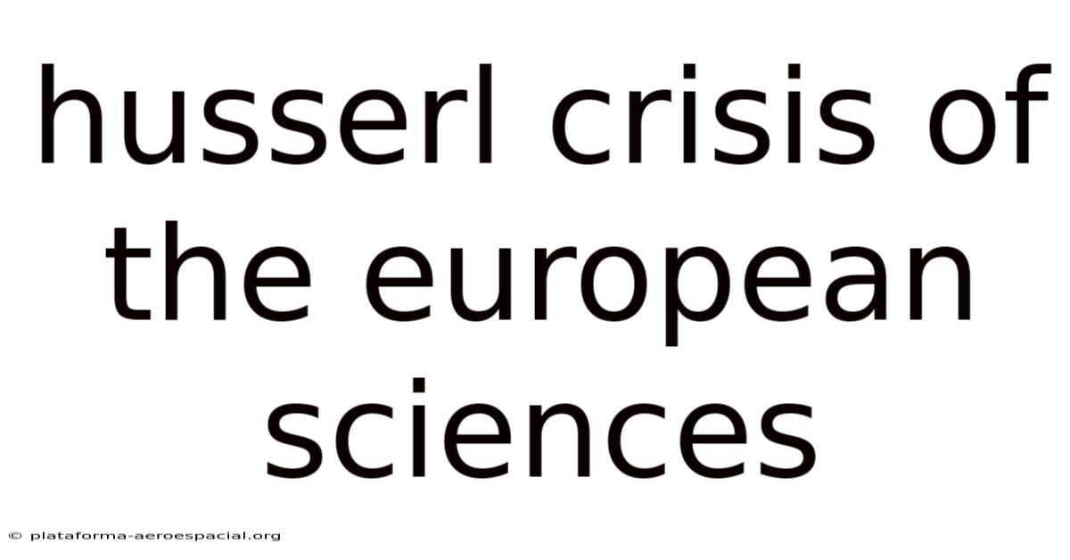 Husserl Crisis Of The European Sciences