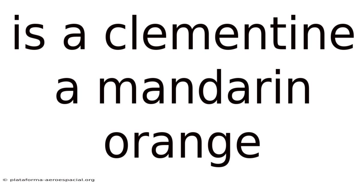 Is A Clementine A Mandarin Orange