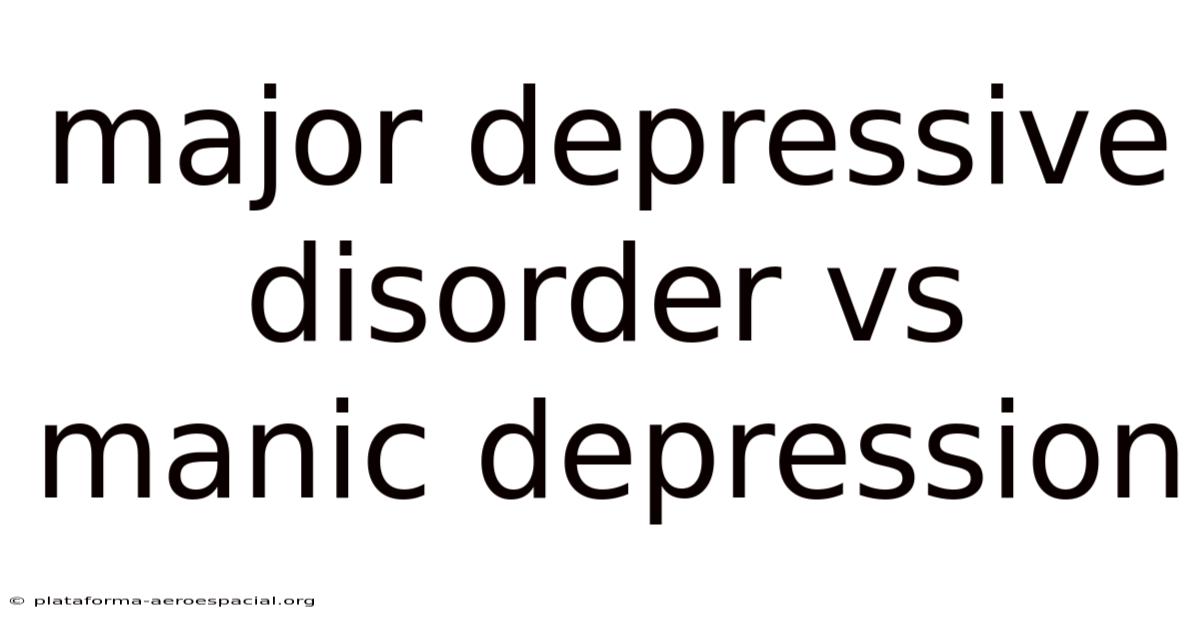 Major Depressive Disorder Vs Manic Depression