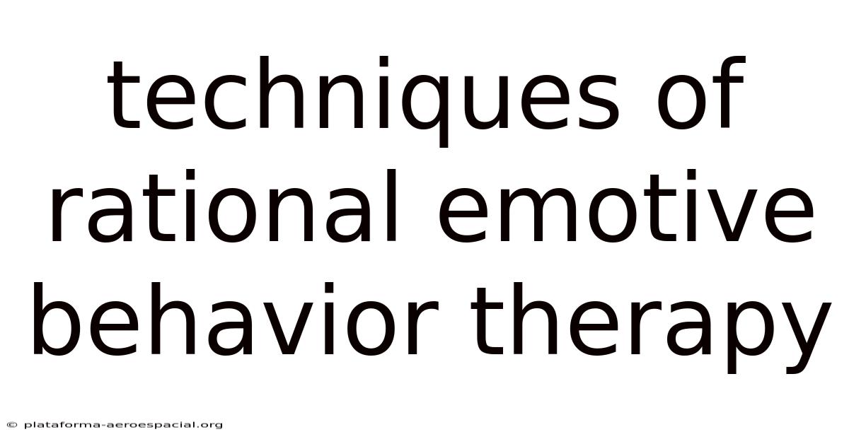 Techniques Of Rational Emotive Behavior Therapy