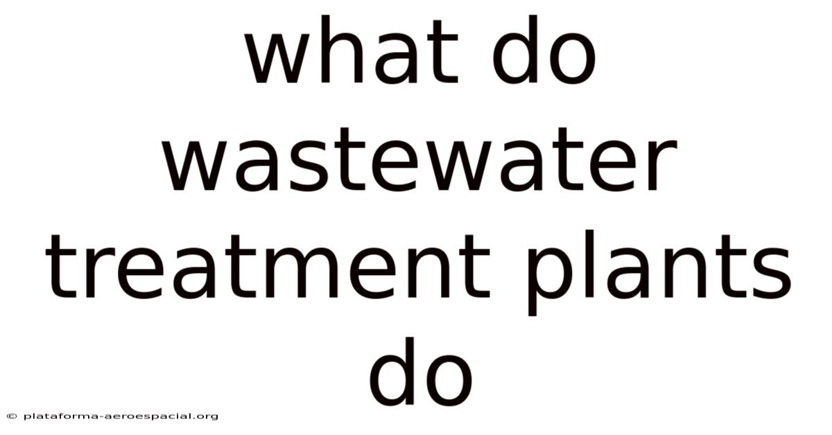 What Do Wastewater Treatment Plants Do