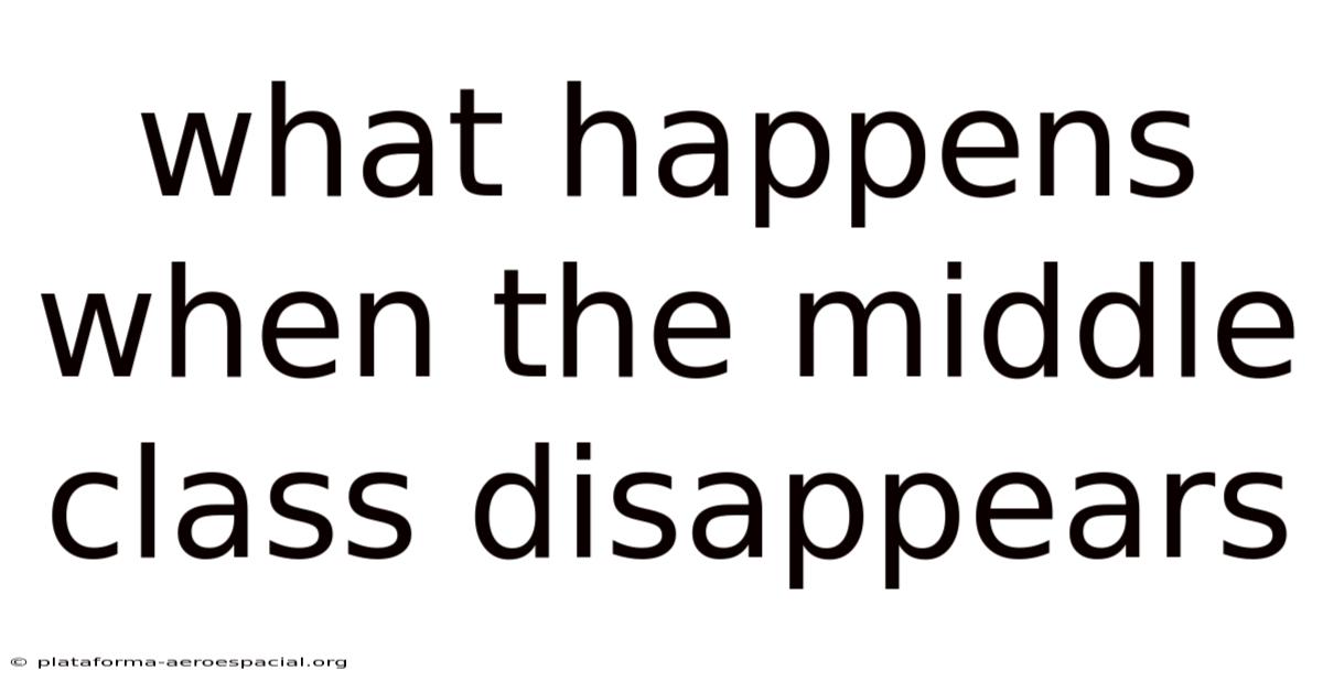 What Happens When The Middle Class Disappears