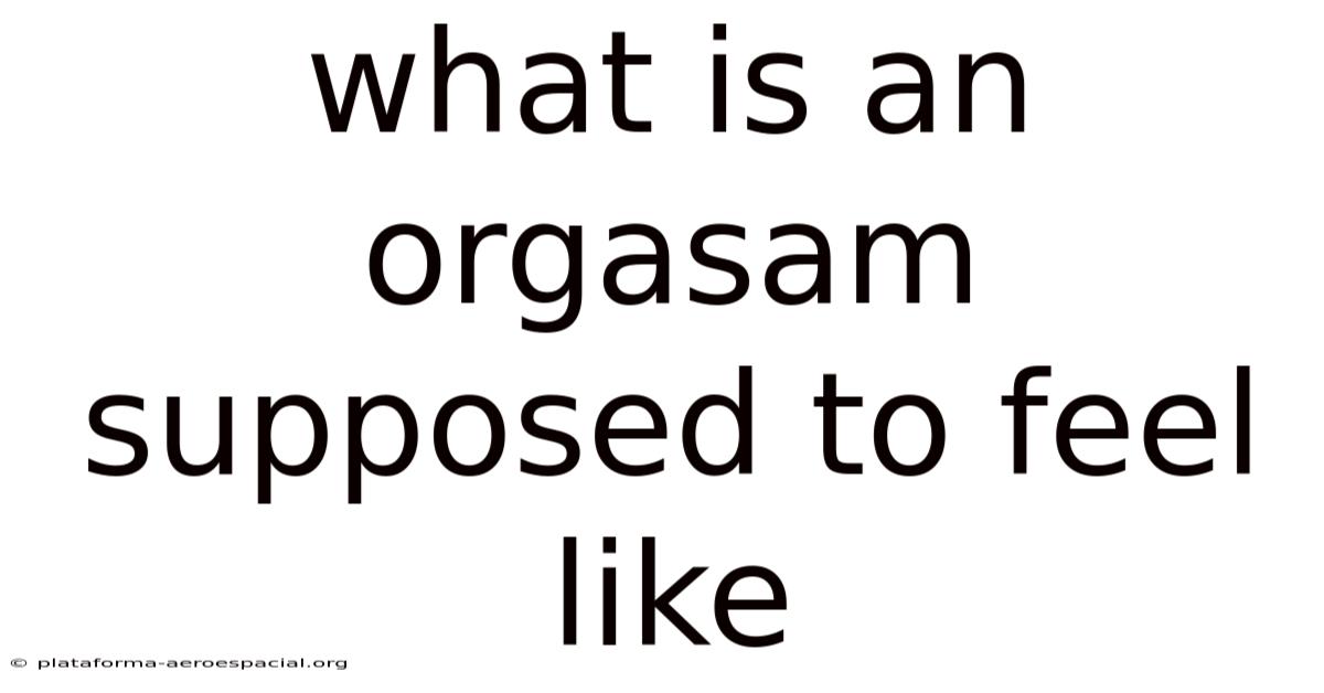 What Is An Orgasam Supposed To Feel Like