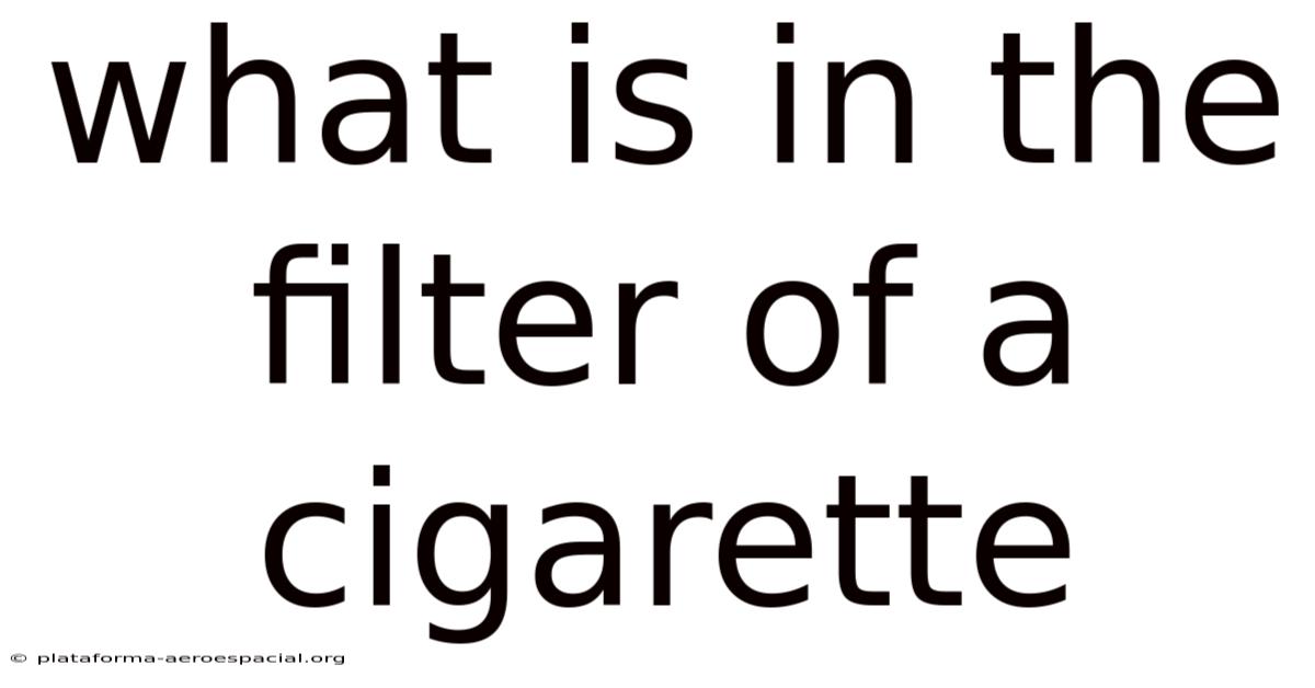 What Is In The Filter Of A Cigarette