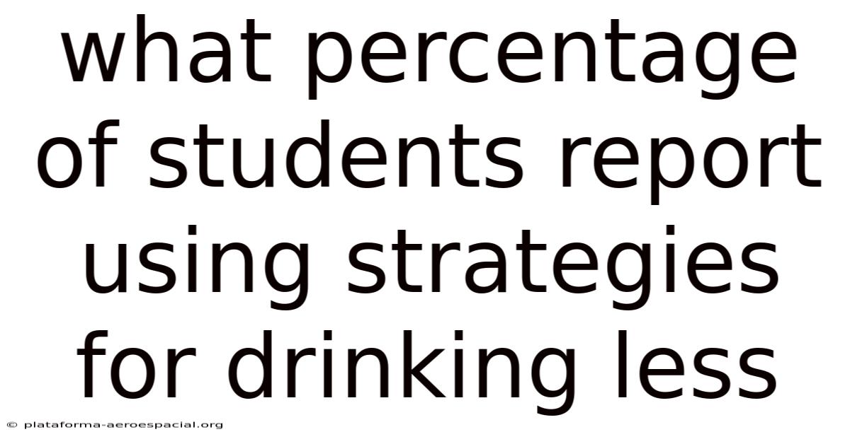 What Percentage Of Students Report Using Strategies For Drinking Less