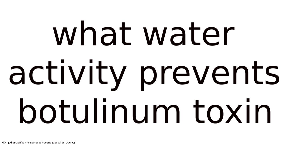 What Water Activity Prevents Botulinum Toxin