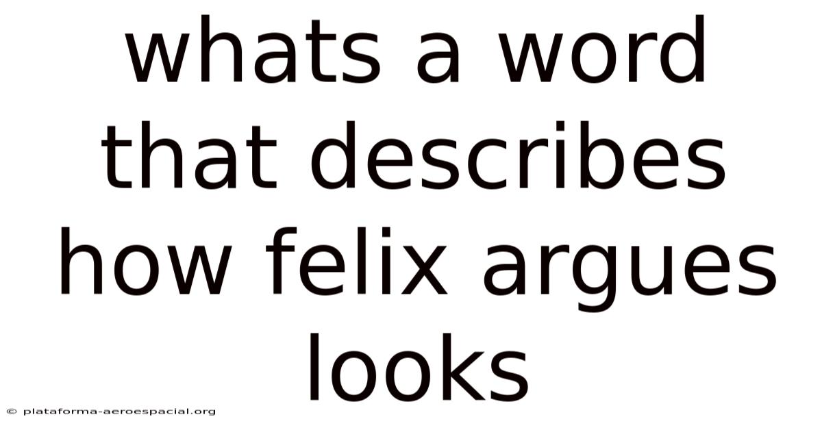 Whats A Word That Describes How Felix Argues Looks