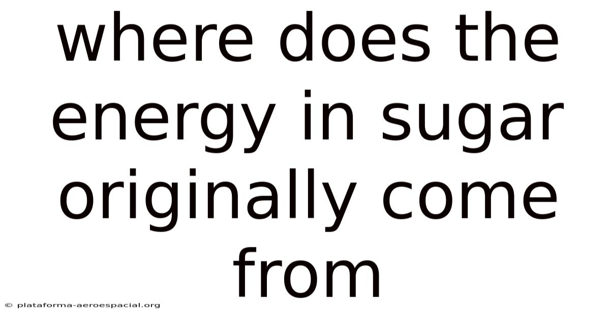 Where Does The Energy In Sugar Originally Come From
